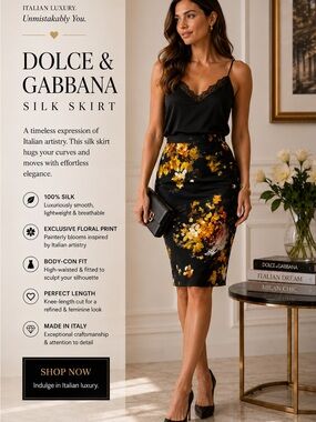 Dolce& Gabbana Silk Flower Pencil Skirt